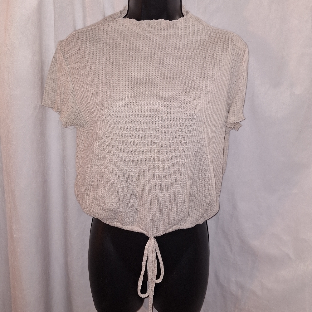 Paper Crane Beige Textured Knit Top
